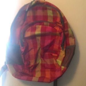 Pink Orange and Yellow plaid Bookbag